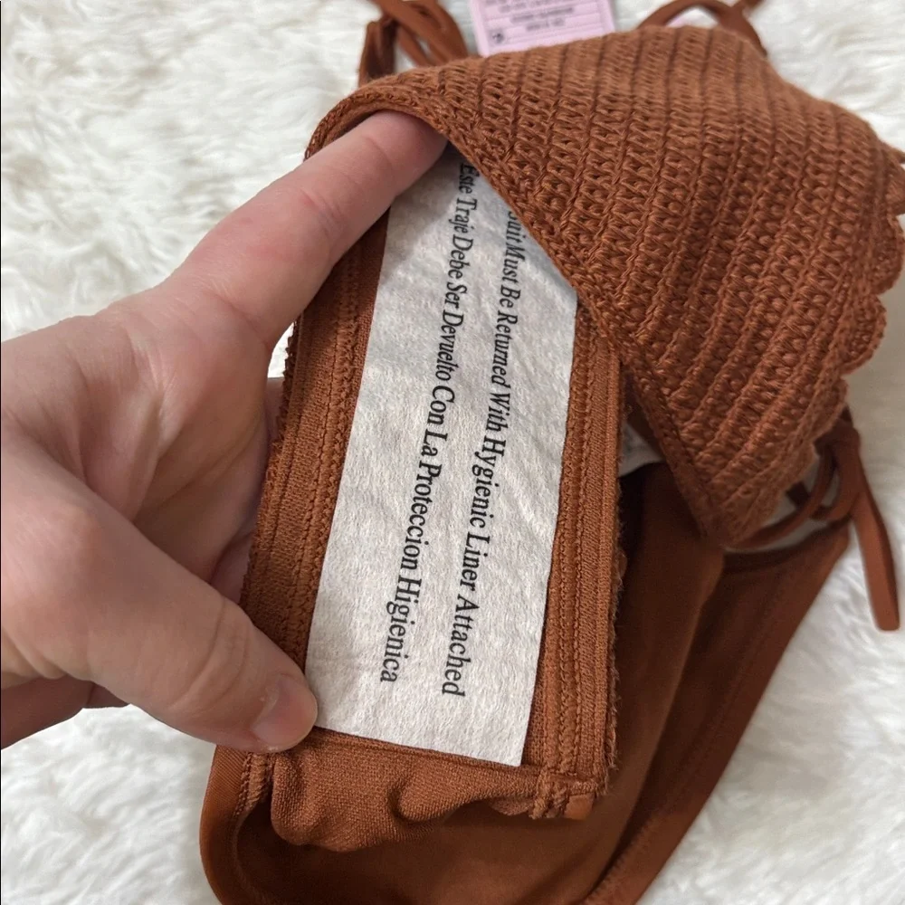 NWT Wild Fable Brown Low Rise High Leg Cheeky Swim Bottoms Only XS